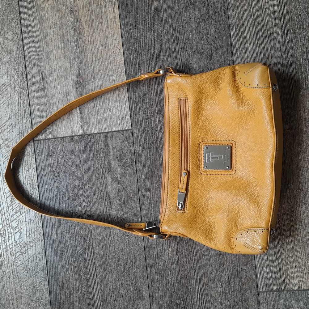 Tignanello Yellow Leather Shoulder Bag with Slouchy Design